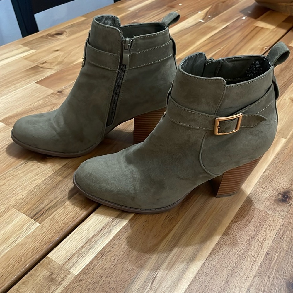 Diba Olive Green Heeled Booties